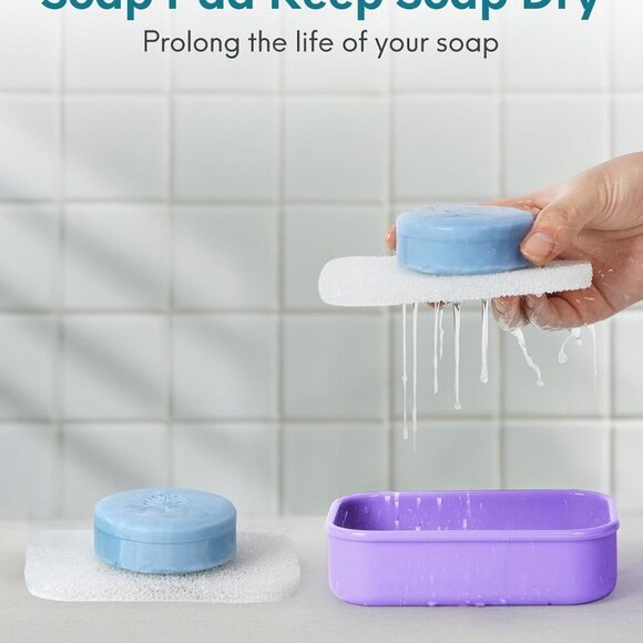 Solid Shampoo Bar Holder, Large Leakproof Travel Soap Case, Silicone Soap Box wi - Picture 5 of 7